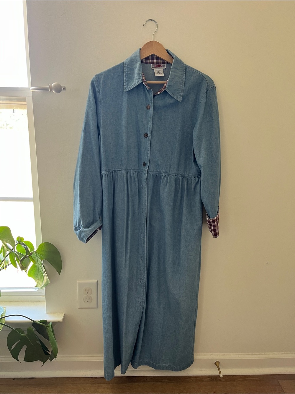 Vintage Light Blue Denim Button-Front Dress